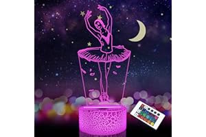 FULLOSUN Ballet Dancing Gifts, 3D Illusion Lamp Kids Night Light with Remote Control 16 Colors Changing Gifts for Mom, Birthday Gift, Wedding Grandmother Graduation Gifts