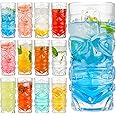 Claplante Tiki Glasses Set of 12, 14 oz Modern Bar Tiki Cup, Highball Drinking glasses, Exotic Zombie Cocktails Glasses, Tiki Mug for Tropical Island Drinks Tiki Bar Professional Hawaiian Party