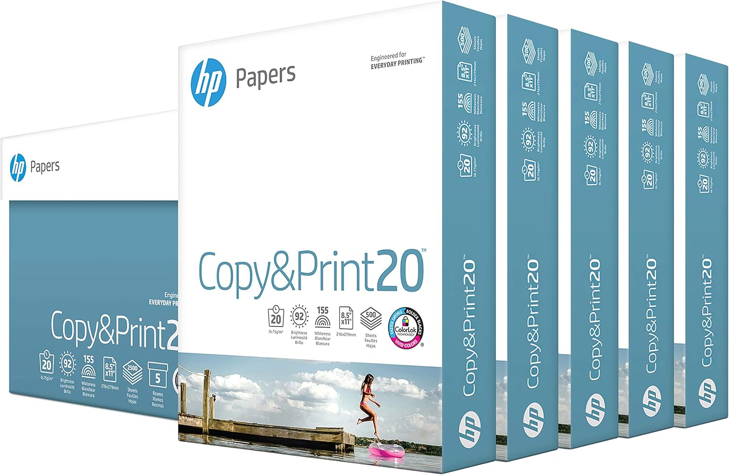 hp Printer Paper | 8.5 x 11 Paper | Copy &Print 20 lb | 5 Ream Case - 2500 Sheets| 92 Bright Made in USA - FSC Certified| 200350C : Office Products