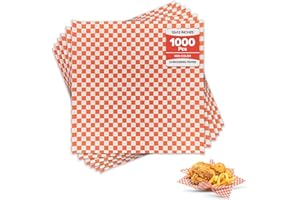 Value+ (1000 Count) 12x12 Inch Red Checkered Wrap Paper for Food, Sandwich, and Deli Basket Liners