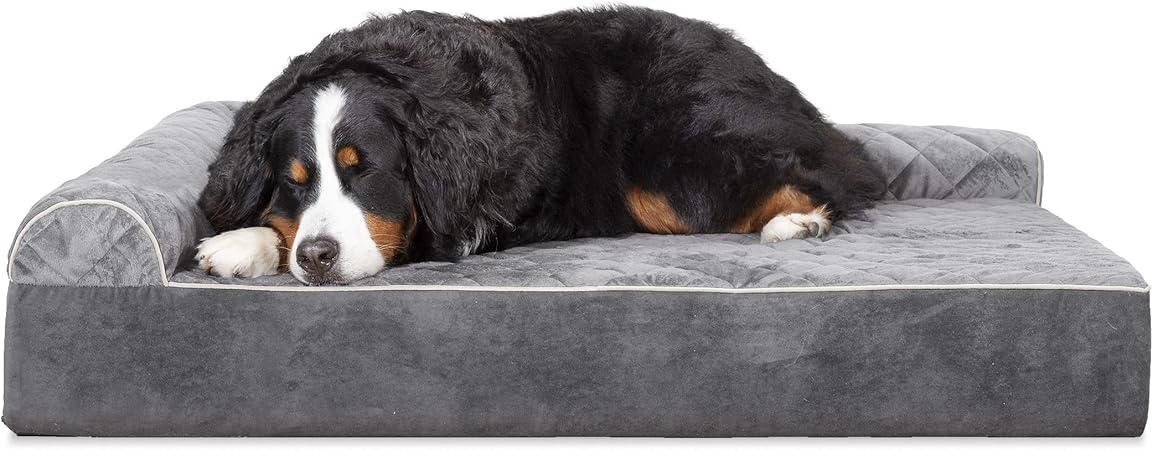 furhaven quilted faux fur & velvet goliath chaise dog bed