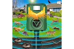 DEFENDY Ultrasonic Animal Repellent, Cat Deterrent Outdoor, 2024 Newest Flame Light Animal Repellent for Garden, Solar Animal Repeller with Motion Sensor, Repel Dogs Bird Skunk Rabbit Squirrels Deer for Yard