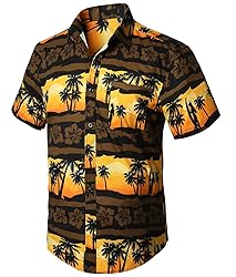 Hawaiian Tropical Shirts for Men Tree Flower Short