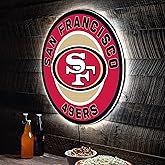 Team Sports America Evergreen NFL San Francisco 49ers | Ultra-Thin LED Light Wall Sign Decor | 23 Inch Round | Made in the USA