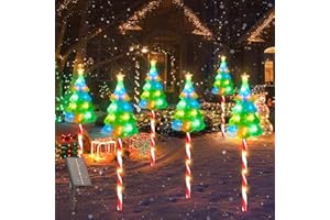 ELECLINK 25" Larger Christmas Decorations Outdoor, 6 Pack Colorful Solar Candy Cane Christmas Tree Lights with Bright 102 LED and 10 Modes, Waterproof Christmas Decorations Outside Yard Pathway