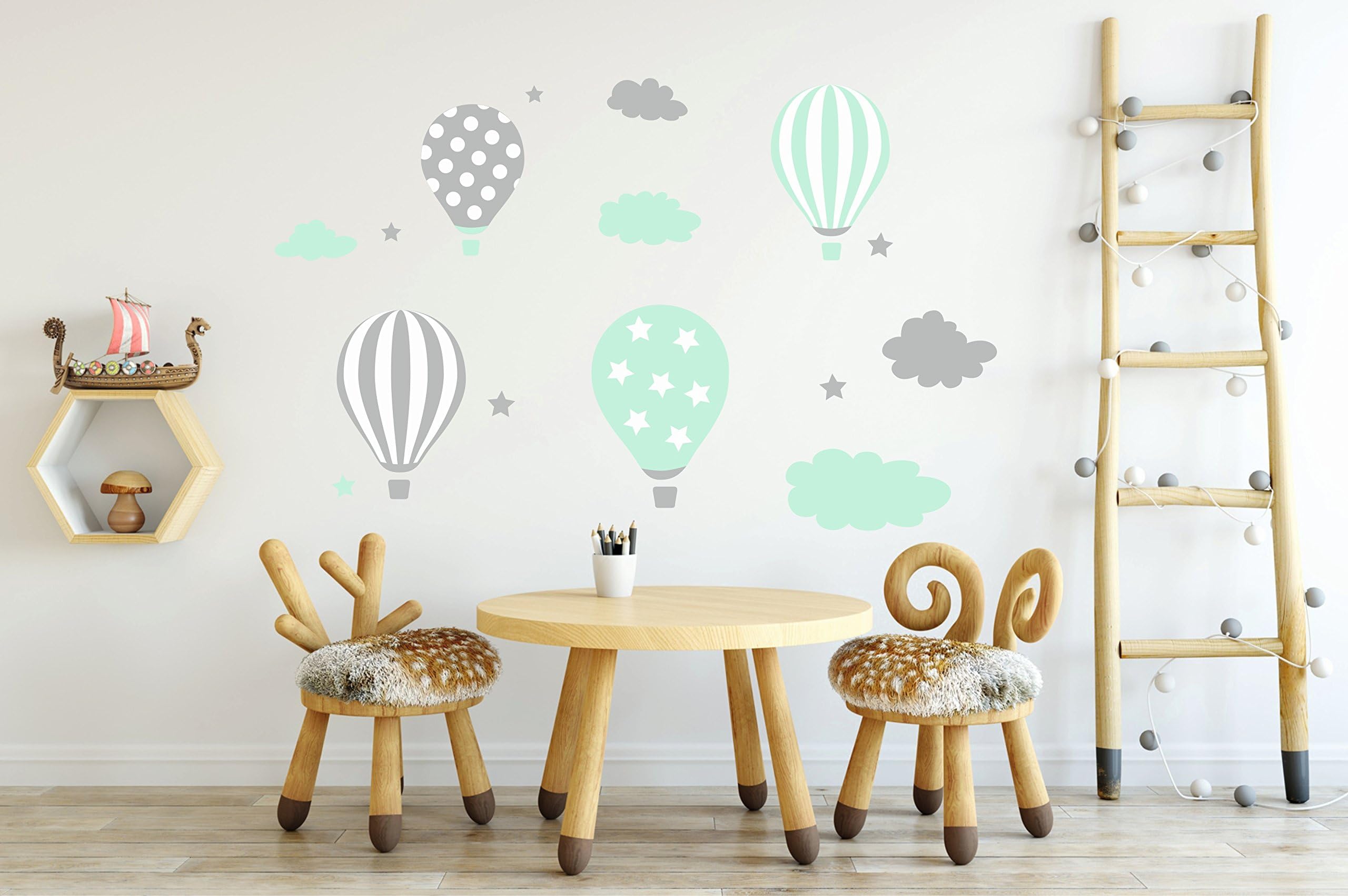 madras24pl Wall stickers Kids Baby Children's Balloons Balloon stickers Hot Air Cloud Decals Bedroom Livingroom Decoration Childroom
