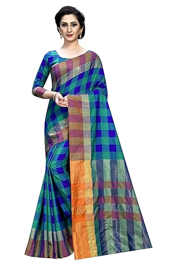 Womens Linen Silk Leaf Saree With Blouse Piece(LinenSmallUpaada