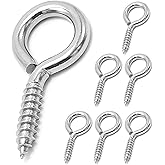 ZUSFUL 6 Pcs M6 304 Stainless Steel Screw Eye Hooks, 2-1/2 Inches Eyes Screw Hooks,Heavy Duty Screw Eye Bolt,Load Bearing 200LB,Indoor & Outdoor Use