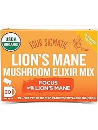 Four Sigmatic Lion&rsquo;s Mane Mushroom Elixir, USDA Organic, Focus, Vegan, Paleo, 20 Count