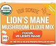 Four Sigmatic Lion’s Mane Mushroom Elixir, USDA Organic, Focus, Vegan, Paleo, 20 Count, Packaging May Vary