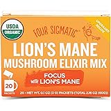 Four Sigmatic Lion’s Mane Mushroom Elixir, USDA Organic, Focus, Vegan, Paleo, 20 Count, Packaging May Vary
