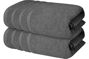 Infinitee Xclusives 100% Cotton Luxury Bath Towels Set of 2 (27x54 Inches), Soft, Absorbent, Quick Dry, Perfect Towels for Bathroom, Gym, Spa & Hotel |Shadow Grey|