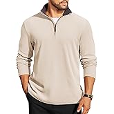 COOFANDY Mens Quarter Zip Pullover Lightweight Sweater Casual Long Sleeve Corduroy Half Zip Sweatshirt