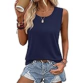 YUCOLEN Women's Tank Tops Summer UPF 50+ Sun Protection Scoop Neck Curved Hem Casual Sleeveless Tops