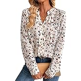 Avanova Blusas Elegantes para Mujer V Neck Long Sleeve Shirts Fancy Dressy Tops Blouses for Women