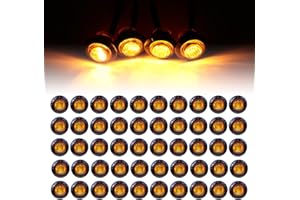 Ledvillage 50 Pcs 3LED Mini Round 3/4 Inch Amber Light Bullet Clearance Side Marker Signal for Trailer Truck 12V DC 3LED