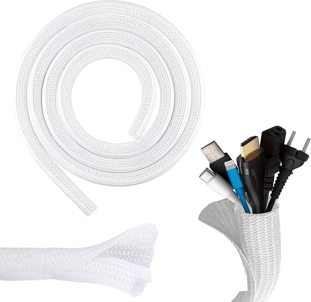 D.A.Y. Republic 10ft White Cable Tidy Sleeve 3m Wire Loom Tubing Protector