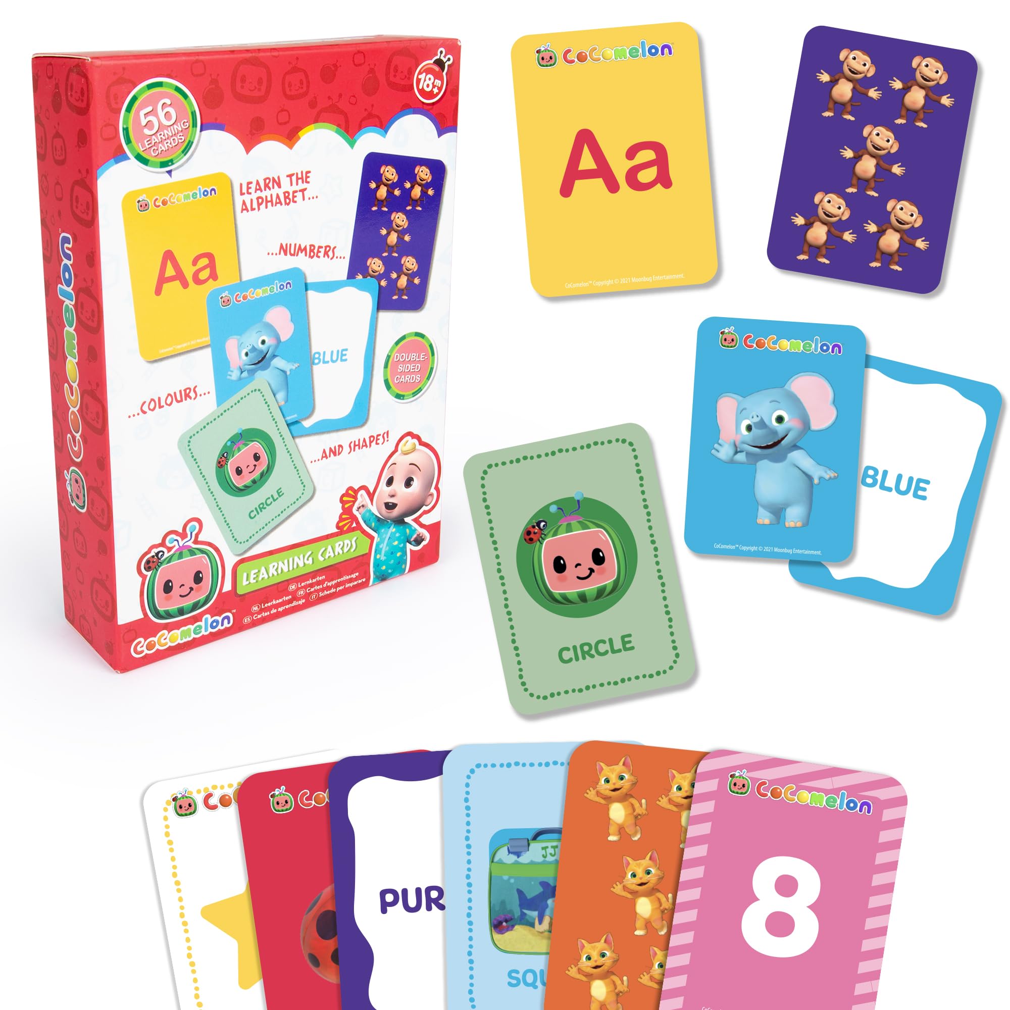CoComelon Educational Flash Cards for Toddlers – Alphabet, Numbers, Colours & Shapes Learning Set – Ideal Early Learning Toys for Ages 1-3