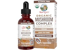 MaryRuth Organics USDA Mushroom Complex | Herbal Liquid Drops | Supplement | Lion's Mane | Reishi Mushroom | Shiitake Mushrooms | Non-GMO | Vegan | Alcohol Free Tincture | 30 Servings