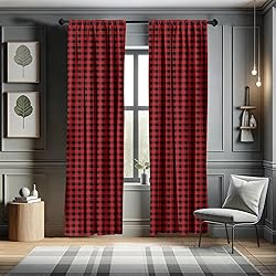 Lunarable Gingham Curtains, Scottish Kilt Print