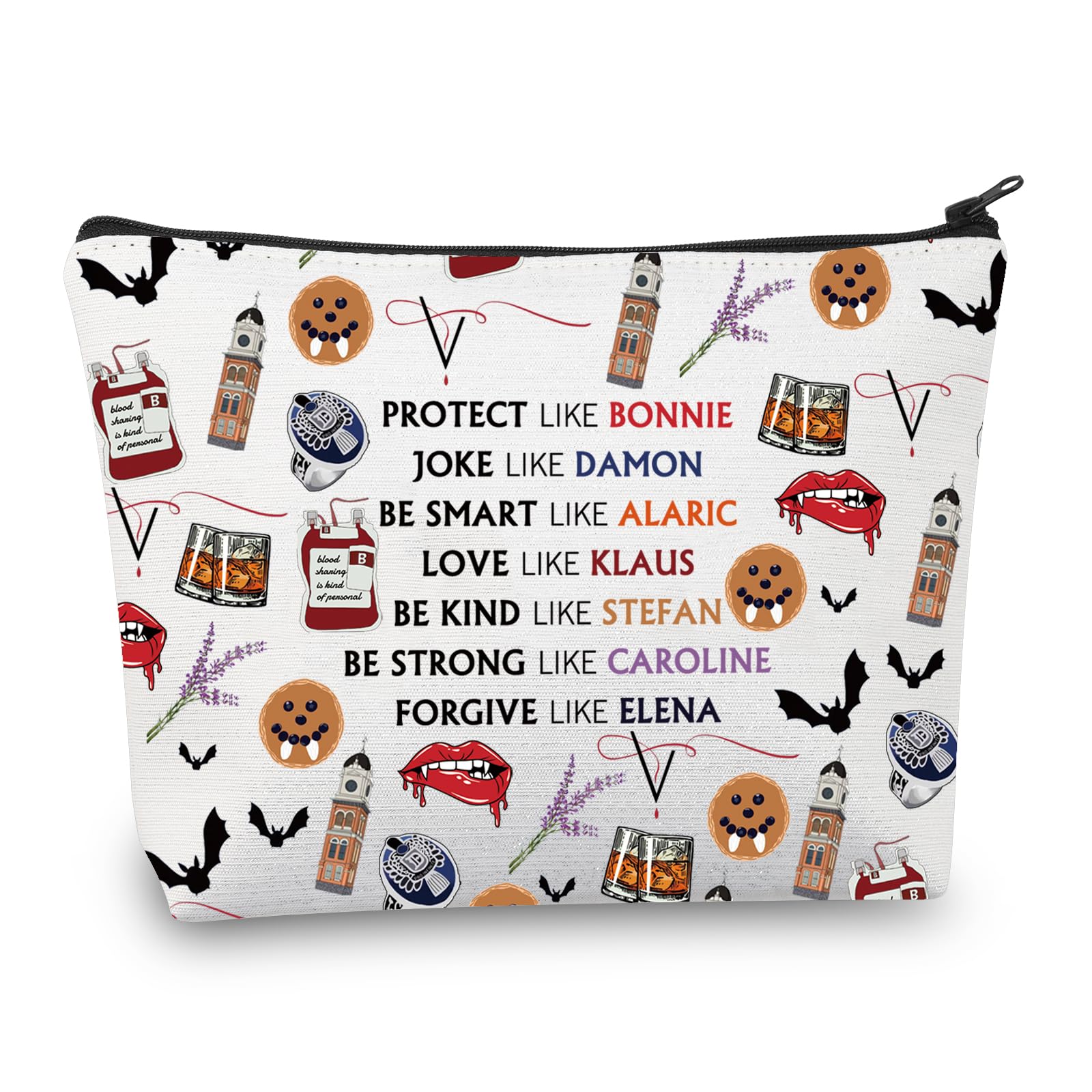 PLITI Vampire Inspired Gift Vampire Fan Makeup Bag Katherine Fan Gifts Vampire TV Show Inspired Gift (Protect BonnieU)