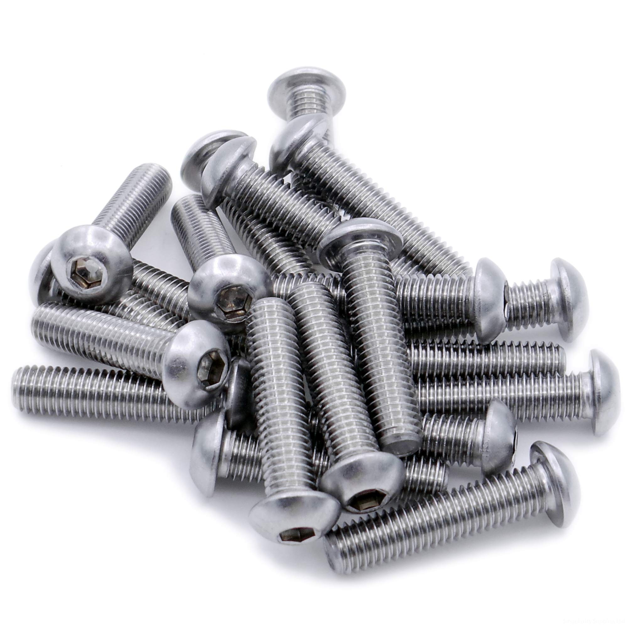 M5 (5mm x 10mm) Hex Socket Button Machine Screw (Bolt) - Stainless Steel (A2) (Pack of 20)