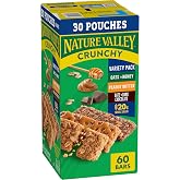 Nature Valley Crunchy Granola Bars, Value Pack, 60 ct, 44.7 oz | Oats &amp; Honey and Peanut Butter Varieties, 2-Bar Pouches, Whole Grain Oats, No Artificial Flavors