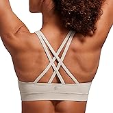 CRZ YOGA Naked Feeling Strappy Padded Sports Bras for Women - Fitness Workout Top Criss Cross Back Yoga Cami