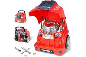 POFJOEQ Interactive Truck Engine Toy with Removable Parts - Lights, Sounds, and Fun for Young Mechanics -Unleash their Creativity and Motor Skills with this Truck Engine Toy- Ideal Gift for 3-5-Year-Old Boys