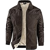 Rousytn Men's Duck Detroit Jacket Sherpa Lined Waxed Cotton Winter Jackets Water Resistant Canvas Coat
