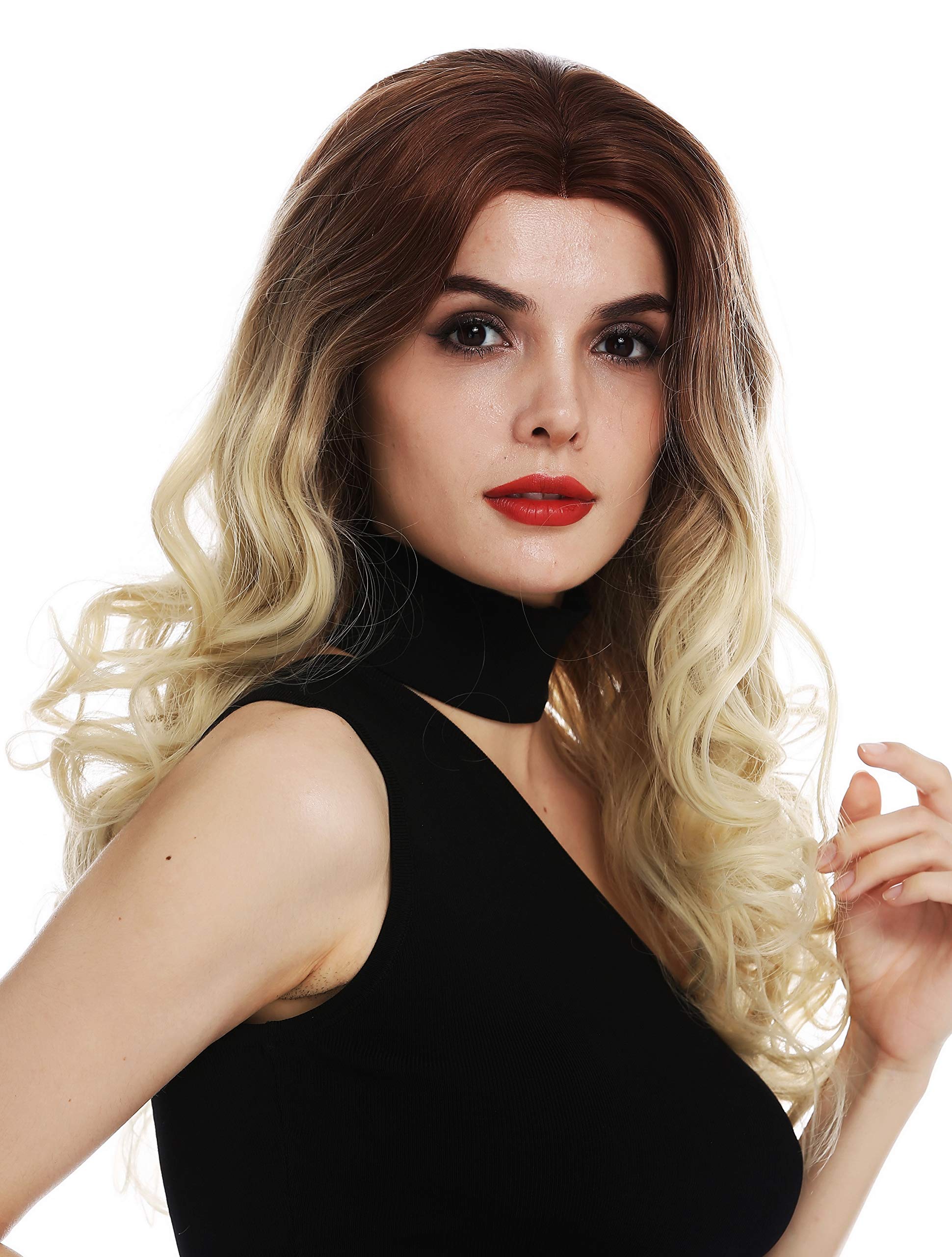 WIG ME UP - TYM-759A-LF-8TT613C wig women's wig lace front long curls curly middle parting ombre brown light blonde