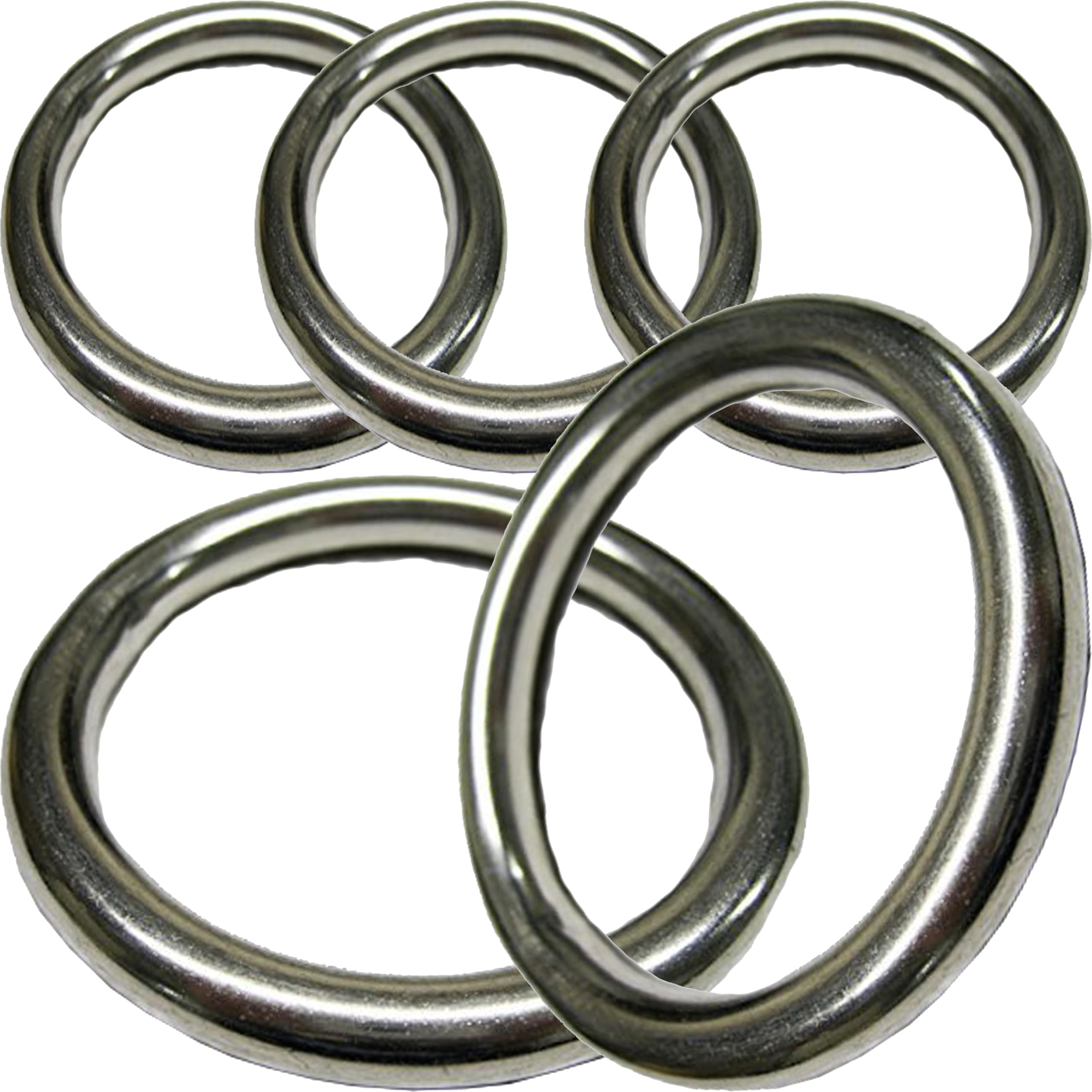 Stainless Steel O Ring Welded Marine Grade Polished Finish 4mm x 25mm - (pack of 5)