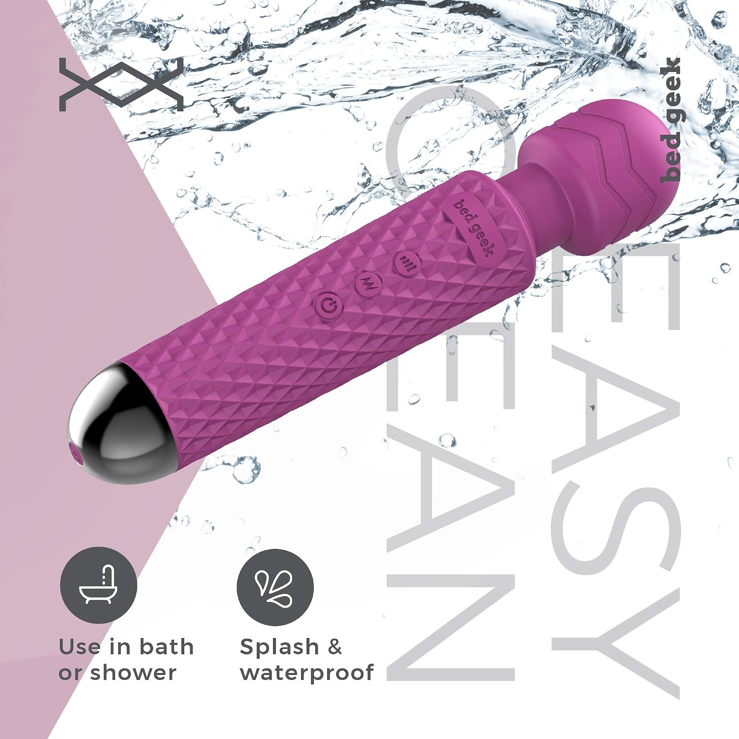 bed geek Handheld Wireless Personal Wand Massager, Waterproof, USB Rechargeable, 20 Vibration Patterns, 8 Speeds - Image 4