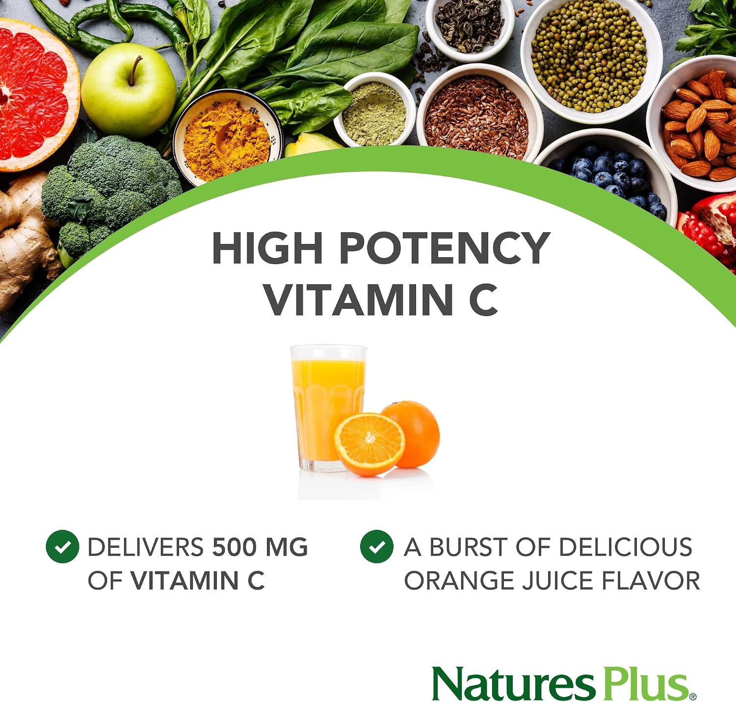NaturesPlus Orange Juice Chewable Vitamin C 500 mg, Immune, Skin, Collagen, Antioxidant, Bone, Cartilage Support, Gluten Free - Image 4