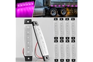 BJZ LED Trailer Marker Lights Purple 6 Led Side Marker Clearance Light Bar 12V 3.8" Front Rear Signal Indicator Light Strip Waterproof for Trailer Truck Van Pickup ATV UTV RV, 10Pcs w/Clear Lens