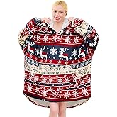 Moinlizy Blanket Hoodie Oversized Wearable Hooded Blanket for Adult Women and Men with Pocket Thick Sherpa Hoodie