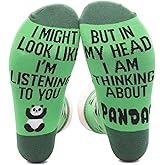 ZYQFN Funny Panda Lover Socks - I Might Look Like I'm Listening But Really Thinking About Pandas Novelty Gift for Animal Enthusiasts.(090)