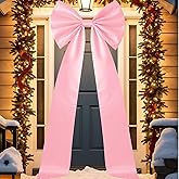 Daifunli 71 x 20 Inch Giant Pink Bow Christmas Tree Topper with 24 Pcs Velvet Christmas Bow Extra Large Xmas Tree Topper Decor for Holiday and Home Wreath Wall Backdrop Decor