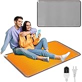 QOUBAI PVC 110V Heated Floor Mat Heater for Foot Warmer Under Desk 31.5 x 20 Inch Electric Heating Pad Energy Saving Carpet Pad Indoor Floor Heated Rug for Home Office Bathroom House Gray
