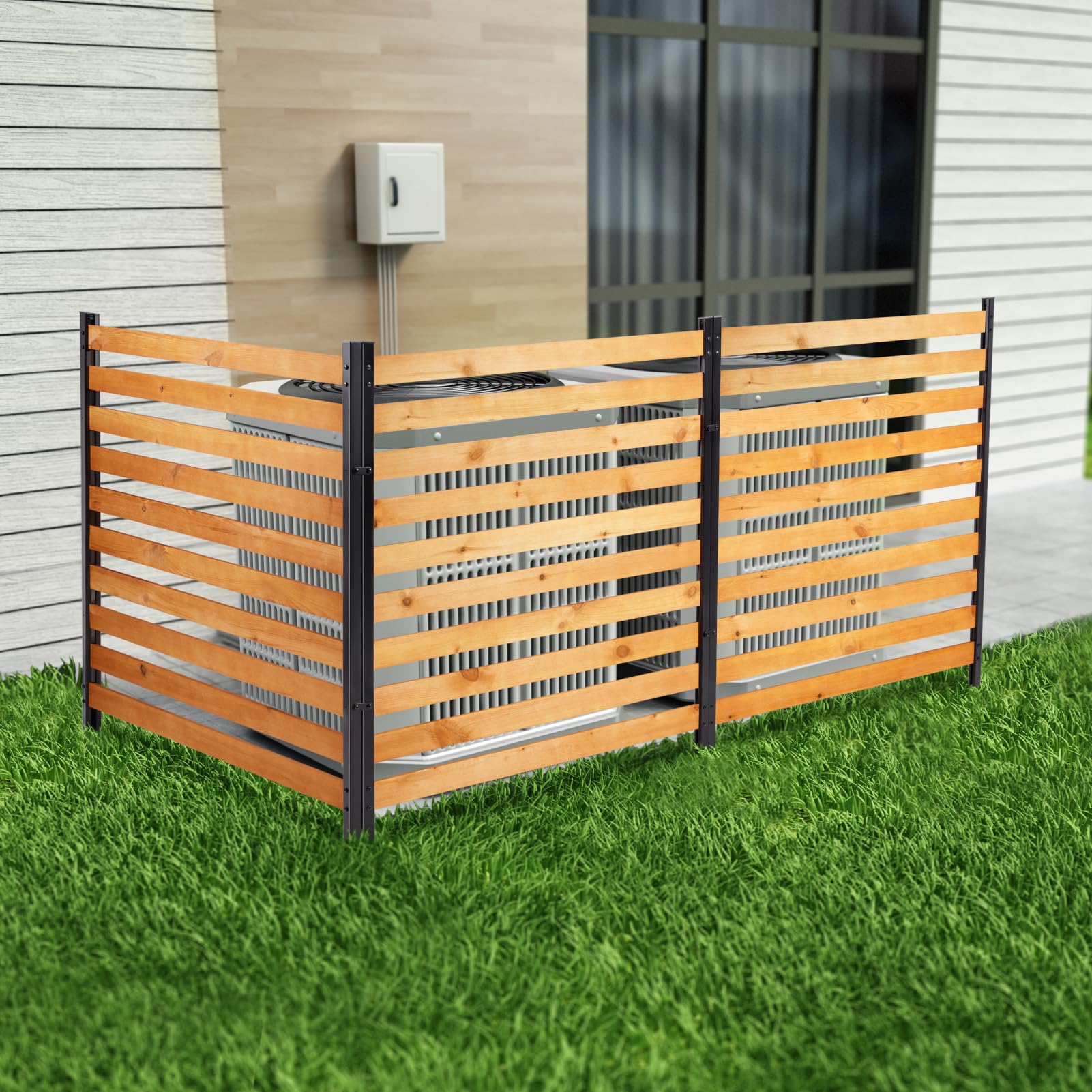Photo 1 of Svarog Outdoor Privacy Screen Fence Panels,Wood Privacy Screen Slatted No-Dig Fence kit for Air Conditioner,Trash Can,Pool Equipment Enclosure,38”H x 42”W,3 Panels