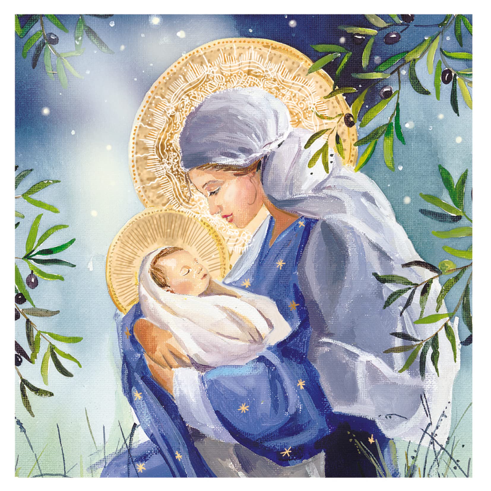 Ling Design Pack of 6 Charity Christmas Cards - 'Madonna and Child' - 6 Cards of 1 Attractive Traditional Design