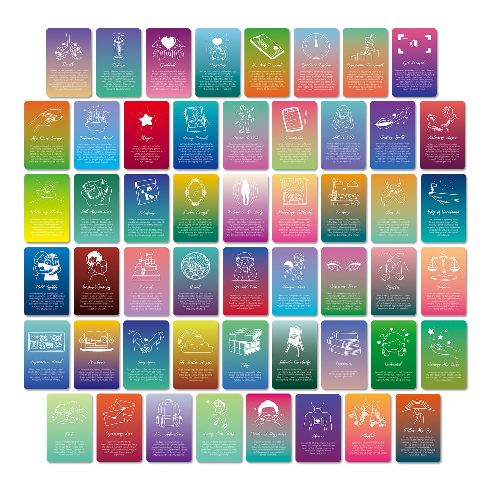 Photo 1 of A ART·ZONE 52 Pcs Positive Affirmations Meditation Spiritual Self Care Cards Gifts, 9.7x6 cm Paper Prints