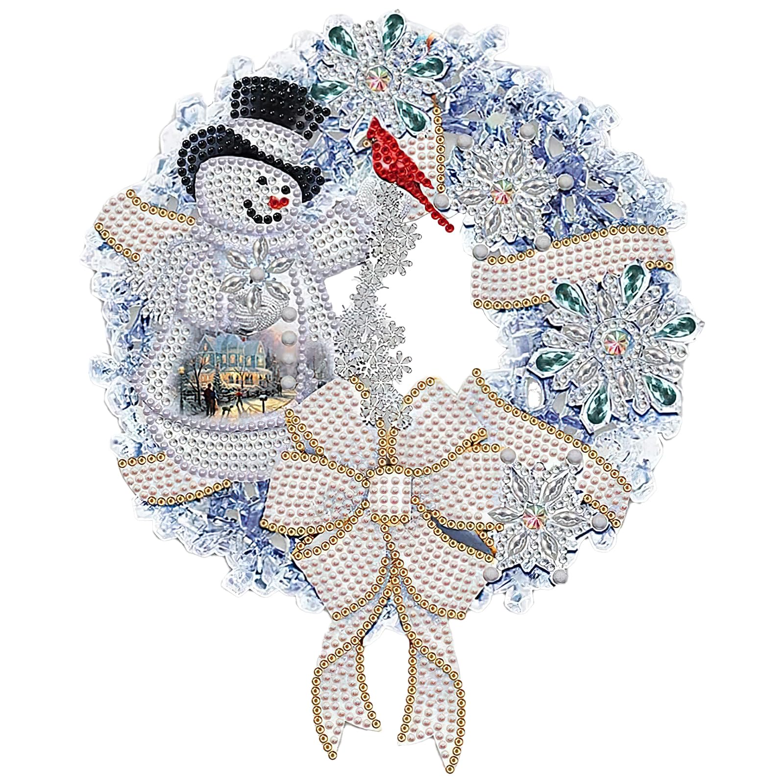 Kunoli Christmas Diamond Art, Diamond Painting Kits for Adults and Kids, Christmas Wreath, DIY Gifts 5D Diamond Art Xmas Decorations for Home Door Window (30X30cm) (White)