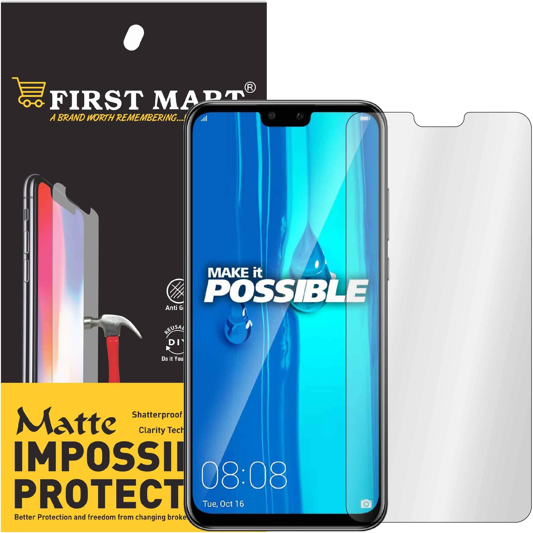 First MART Anti-Fingerprint Scratch Shock Resistant Matte Hammer Proof Impossible Fiber Film Screen Protector for Huawei Honor Y9 2019 [Not aTempered Glass] Screen Guard for Huawei Honor Y9 2019