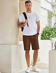 COOFANDY Men's Elastic Waist Shorts Cotton Summer