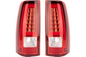MiKaFex Tail Light Assembly Compatible With 2003-2006 Chevy Silverado 1500 2500 3500 Driver and Passenger Side LED Rear Brake Lamps With Bulb Inside And Wiring Harness