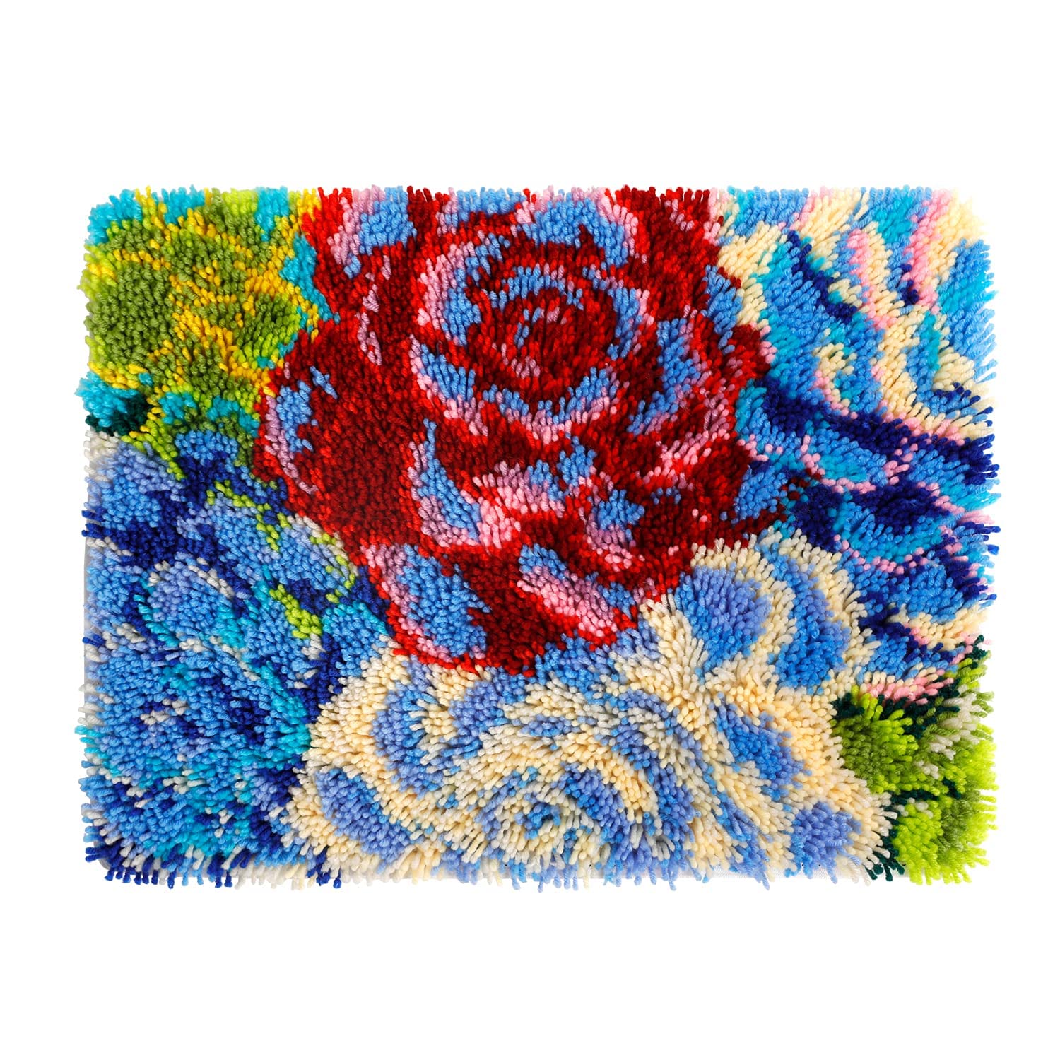 ROCKY&CHAO Latch Hook Rug Kit, DIY Latch Hook Flower Clusters Rug Making Kit for Adults Kids, Flower Clusters Cross Stitch Kit Carpet Making Cushion Needlework for Beginners, Home Decor, 50×38 cm — image 1