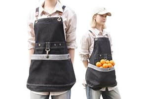 Cilkus Gardening Apron – Denim Cross Back Garden & Harvest Apron with Adjustable Straps and Large Pockets for Women & Men
