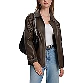 Moreone Faux Leather Jacket Women Oversize Leather Bomber Jacket Zip Up Going Out Jackets for Women
