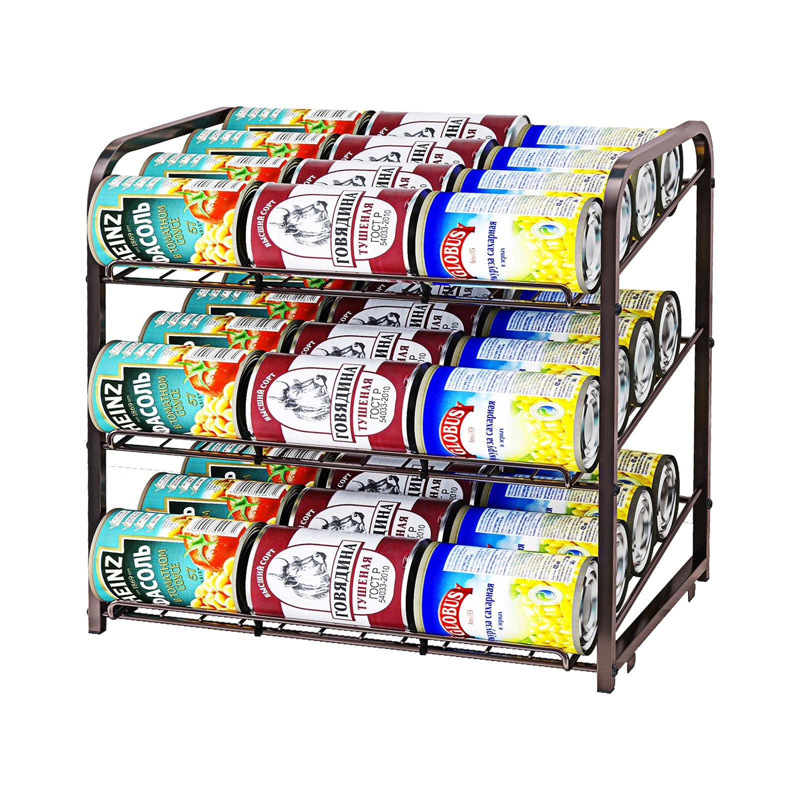 Photo 1 of AIYAKA 3 Tier Stackable Can Rack Organizer–12.2" D x 16.6" W x 14.5" H,for food storage,kitchen cabinets or countertops,Storage for 36 cans,Bronze
